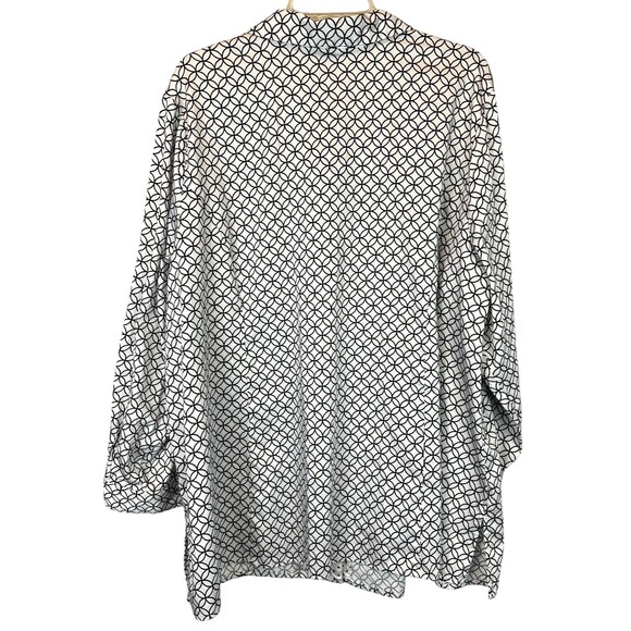 Catherines Button Front Shirt  Plus Size 3X  Black & White Roll-Tab Long Sleeve - Picture 2 of 7